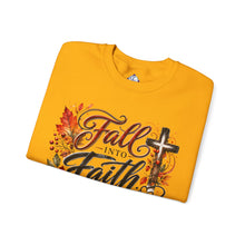 Load image into Gallery viewer, Fall into Faith Crewneck Sweatshirt — Standing in Grace Autumn Cross Design