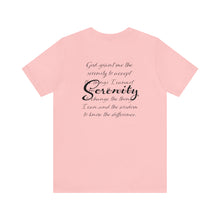 Load image into Gallery viewer, The Serenity Prayer Black Text Unisex Jersey Short Sleeve Tee