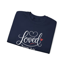 Load image into Gallery viewer, John 3:16 Christian Crewneck Sweatshirt — "Loved" Faith Apparel