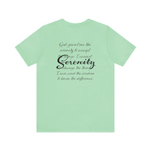 Load image into Gallery viewer, The Serenity Prayer Black Text Unisex Jersey Short Sleeve Tee