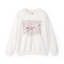 Load image into Gallery viewer, Christian Love Scripture Sweatshirt — 1 Corinthians 13 Heart Design