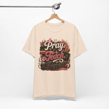 Load image into Gallery viewer, Pray Teach Repeat Teacher Shirt | Christian Teacher T-Shirt | Faith-Based Educator Tee | Back to School Teacher Gift | Inspirational Teacher Apparel