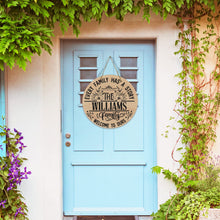 Load image into Gallery viewer, Personalized Every Family Has a Story Door Sign Round Wooden Door Sign 11.8''