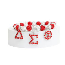 Load image into Gallery viewer, DST Sorority Red White Bling Letter Bracelet