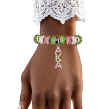 Load image into Gallery viewer, AKA Sorority Greek Charm Cable Bangle Bracelet