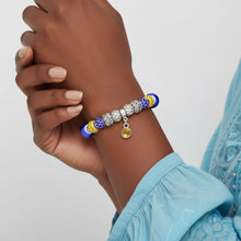 Load image into Gallery viewer, Pandora Style Blue Gold Charm Women's Bracelet