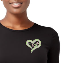 Load image into Gallery viewer, AKA Sorority Heart Pink Green Bling Brooch Women