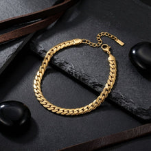 Load image into Gallery viewer, Anklet 6.5mm Gold 18K Steel Herringbone Chain