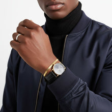 Load image into Gallery viewer, Mens 5.5mm Gold 18K Steel Herringbone Bracelet