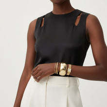 Load image into Gallery viewer, Bangle Polished Gold Oval Wide Sleek Bracelet