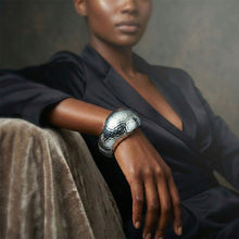 Load image into Gallery viewer, Bangle Hammered Silver Wavy Chunky Bracelet