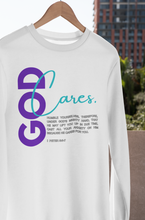 Load image into Gallery viewer, God Cares Unisex Crewneck Sweatshirt: I Peter 5:6-7 By: A. Perry