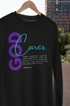 Load image into Gallery viewer, God Cares Unisex Crewneck Sweatshirt: I Peter 5:6-7 By: A. Perry