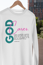 Load image into Gallery viewer, God Cares Unisex Crewneck Sweatshirt: I Peter 5:6-7 By: A. Perry