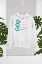 Load image into Gallery viewer, God Cares Unisex Hoodie Sweatshirt: I Peter 5:6-7 - By: A. Perry