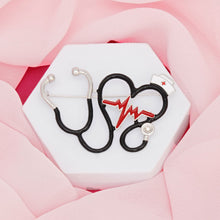 Load image into Gallery viewer, Brooch Black Nurse Medical Stethoscope Pin