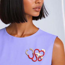 Load image into Gallery viewer, Brooch Red Nurse Medical Stethoscope Pin