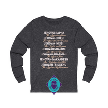 Load image into Gallery viewer, Jehovah Names Unisex Jersey Long Sleeve Tee