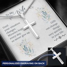 Load image into Gallery viewer, Miracles Happen Every Day Cross Necklace