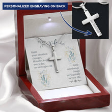 Load image into Gallery viewer, Miracles Happen Every Day Cross Necklace