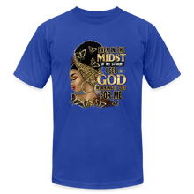 Load image into Gallery viewer, Even In The Midst Of The Storm Unisex Jersey T-Shirt - royal blue