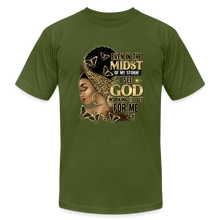Load image into Gallery viewer, Even In The Midst Of The Storm Unisex Jersey T-Shirt - olive