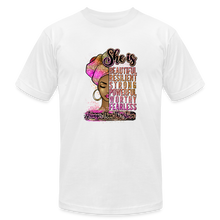 Load image into Gallery viewer, She is Stronger Than The Storm Unisex Jersey T-Shirt - white