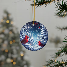 Load image into Gallery viewer, Cardinals in Winter Ceramic Ornaments (1pc, 3pcs, 5pcs, 10pcs)
