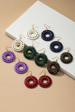 Load image into Gallery viewer, Cutout Wood Circle Drop Earrings
