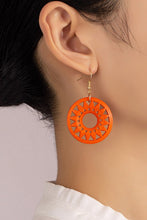Load image into Gallery viewer, Cutout Wood Circle Drop Earrings
