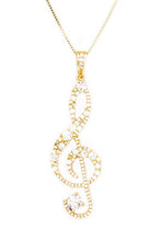 Load image into Gallery viewer, Treble Clef Cubic Zirconia Pendant Necklace
