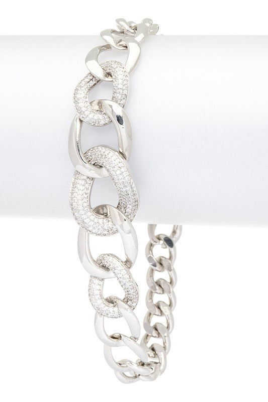 Micro Setting CZ Pave Chain Link Bracelet