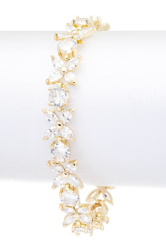 Cubic Zirconia Flower Bracelet