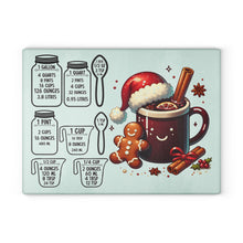 Load image into Gallery viewer, Christmas Cocoa Glass Cutting Board with Holiday Measurement Conversions

