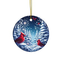 Load image into Gallery viewer, Cardinals in Winter Ceramic Ornaments (1pc, 3pcs, 5pcs, 10pcs)

