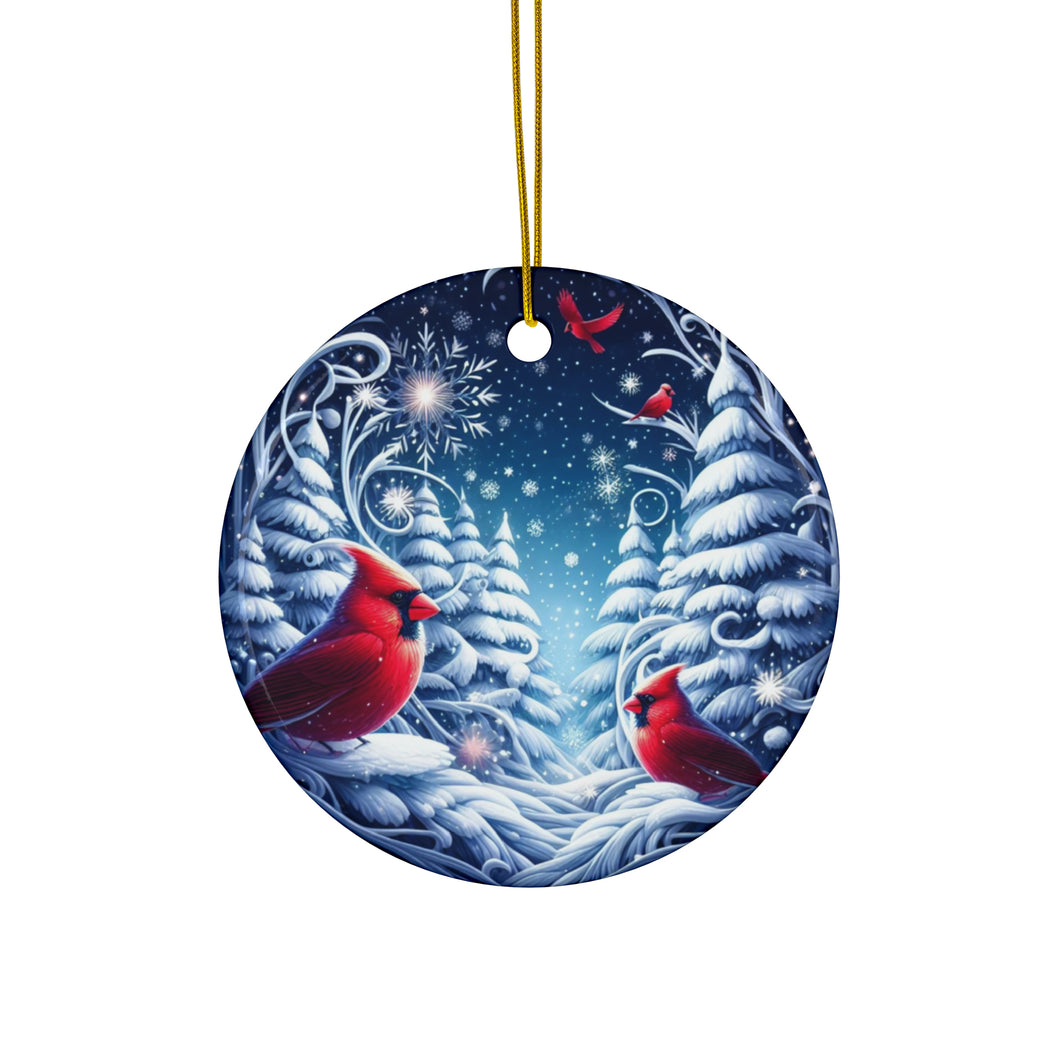 Cardinals in Winter Ceramic Ornaments (1pc, 3pcs, 5pcs, 10pcs)