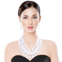 Load image into Gallery viewer, White Multi Strand Pearl Necklace Set
