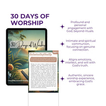 Load image into Gallery viewer, 30 Days of Worship Devotional Journal | 8.5x11 Sheets  Digital Instant PDF Download | 60 Pages
