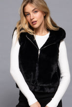 Load image into Gallery viewer, Hoodie Faux Fur Vest - Black
