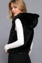 Load image into Gallery viewer, Hoodie Faux Fur Vest - Black
