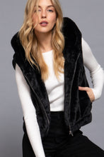 Load image into Gallery viewer, Hoodie Faux Fur Vest - Black
