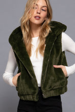 Load image into Gallery viewer, Hoodie Faux Fur Vest - Olive Green
