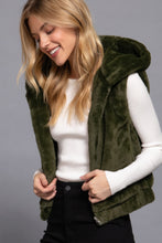 Load image into Gallery viewer, Hoodie Faux Fur Vest - Olive Green
