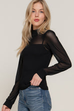 Load image into Gallery viewer, Long Sleeve Mesh Panel Detail Sweater Top
