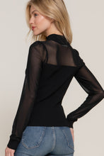 Load image into Gallery viewer, Long Sleeve Mesh Panel Detail Sweater Top
