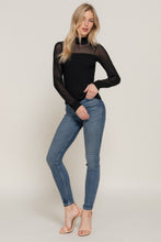 Load image into Gallery viewer, Long Sleeve Mesh Panel Detail Sweater Top
