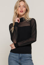 Load image into Gallery viewer, Long Sleeve Mesh Panel Detail Sweater Top
