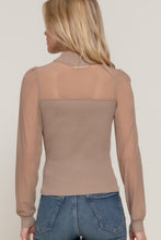 Load image into Gallery viewer, Long Sleeve Mesh Panel Detail Sweater Top
