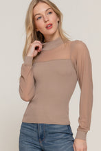 Load image into Gallery viewer, Long Sleeve Mesh Panel Detail Sweater Top
