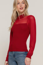 Load image into Gallery viewer, Long Sleeve Mesh Panel Detail Sweater Top
